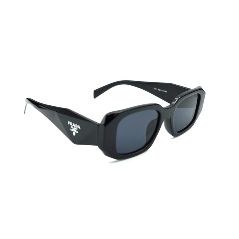 Prada Glossy Black Chunky Rectangular Sunglasses